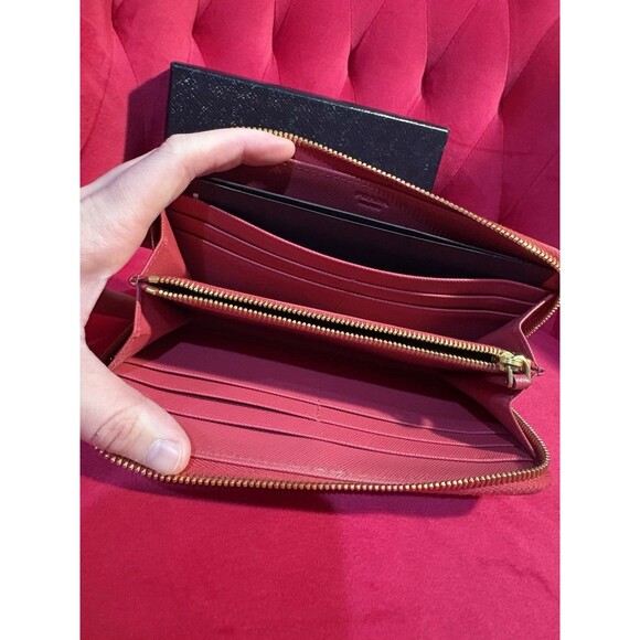 PRADA Saffiano Leather Zip Around Long Wallet in Dusty Pink - Picture 6 of 8